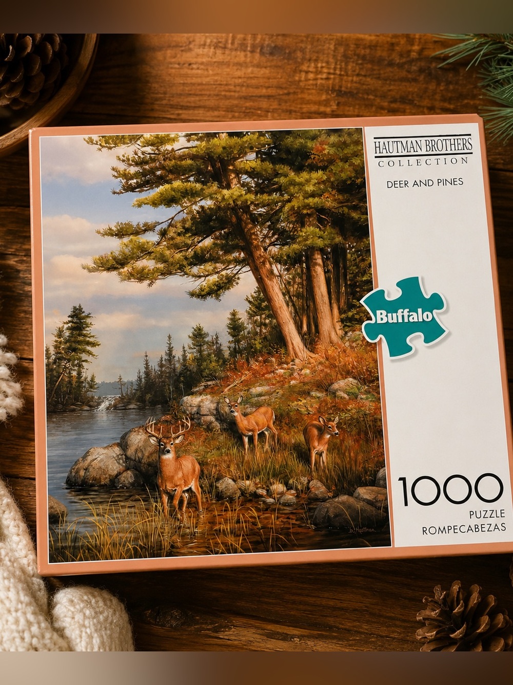 Buffalo Games Hautman Brothers Deer & Pines 1000 Piece Jigsaw Puzzle Complete